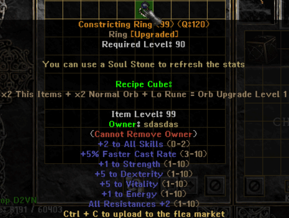 Constricting Ring - Item Upgrade D2TM Season 25