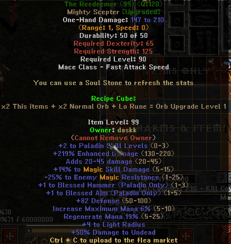 The Reedeemer - Item Upgrade D2TM Season 25