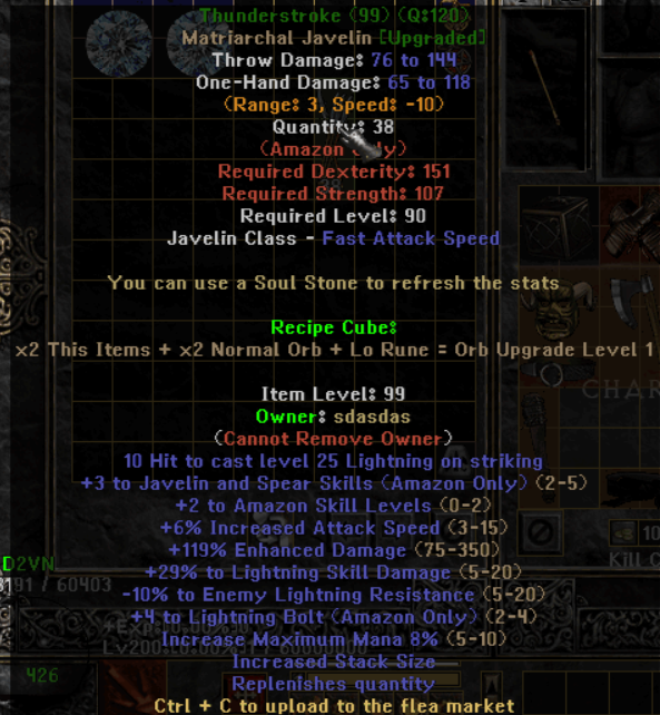 Thunderstroke - Item Upgrade D2TM Season 25
