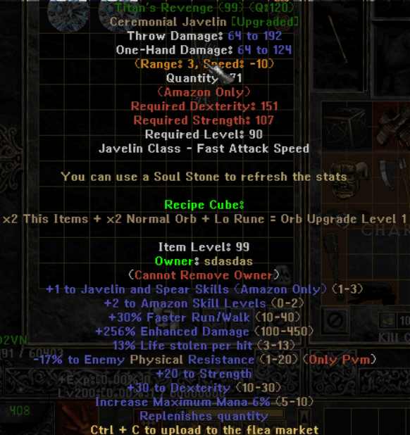 Titan's Revenge - Item Upgrade D2TM Season 25