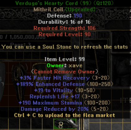 Verdugo's Hearty Cord - Item Upgrade D2TM Season 25